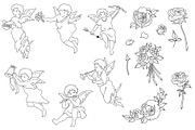 Angel and Rose Line Art Clipart Set, an Illustration by Gallery House (Thumbnail 4 of 4)