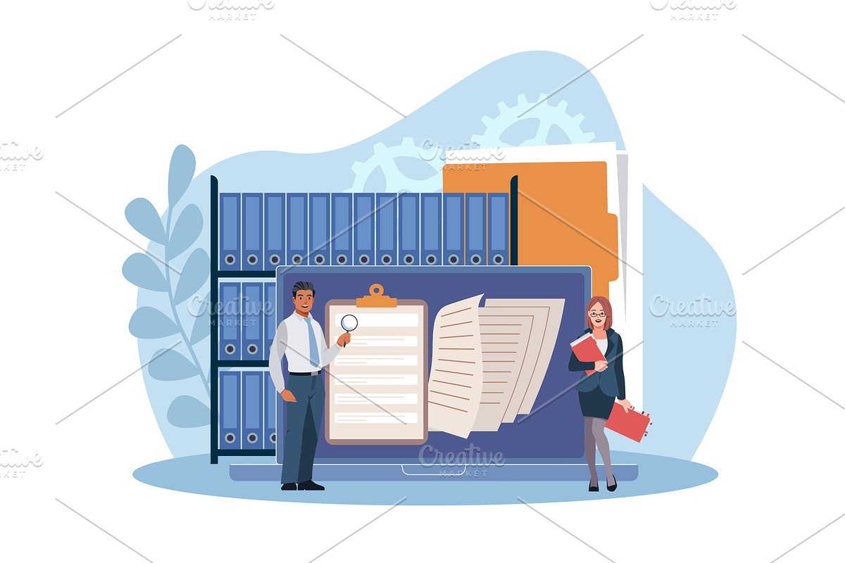 Organized archive. Search for files, a Technology Illustration by YummyBuum
