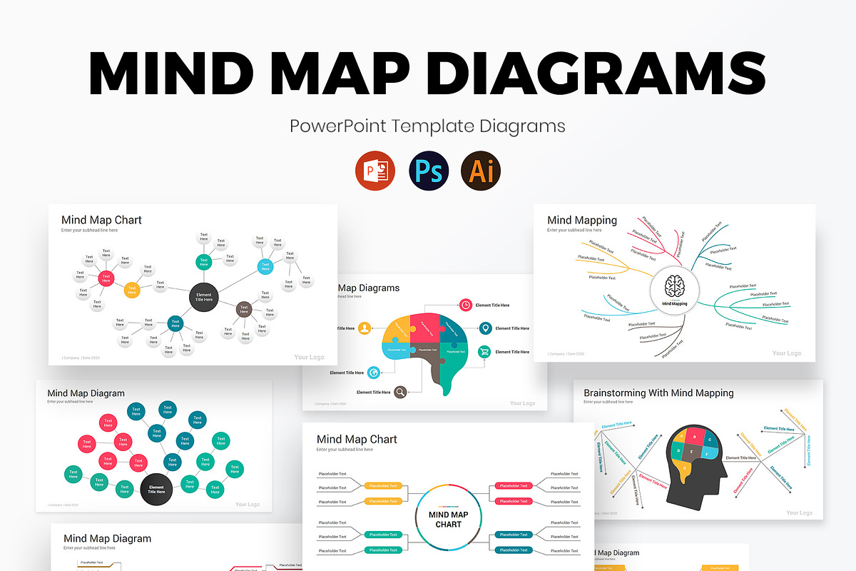 Mind Map PowerPoint Diagrams Pack, a Presentation Template by SlideOne (Photo 1 of 11)
