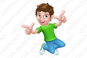 Happy Jumping Boy Kid Child Cartoon