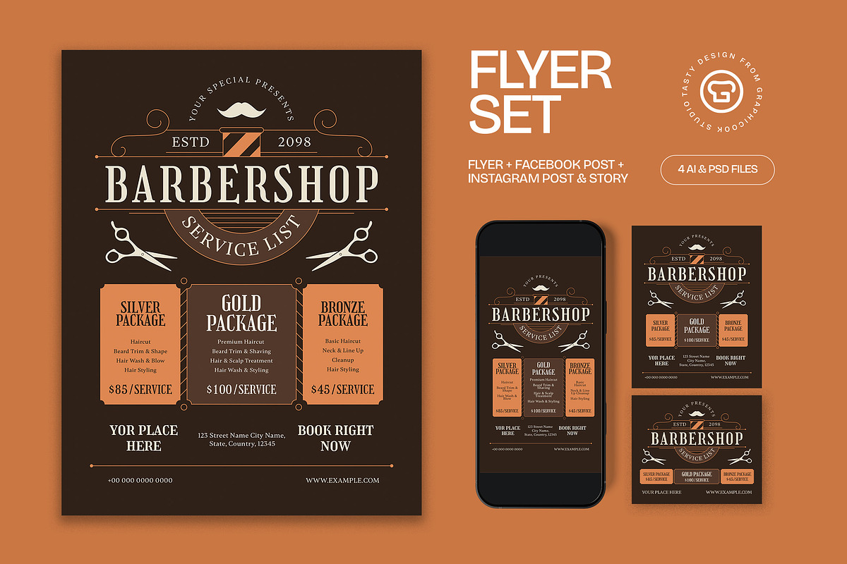 Service List Barbershop Flyer, a Flyer Template by graphicook (Photo 1 of 3)