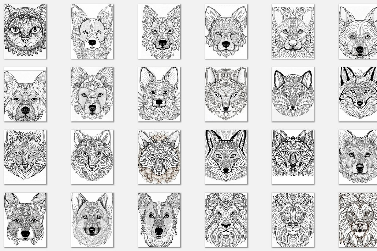 100 Animals Coloring Pages for Adult, an Animal Illustration by Blue Digital Studio (Photo 7 of 7)