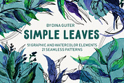 Lineart floral leaves patterns, a Texture Illustration by Dina Guiter (Thumbnail 1 of 20)
