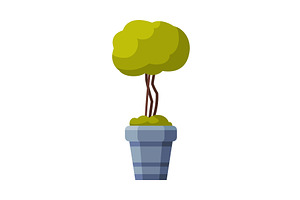 Tree in Flowerpot, Green Potted, an Object Illustration by TopVectors