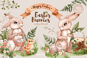Easter Bunnies. Watercolor forest, an Animal Illustration by Alamella (Thumbnail 1 of 12)