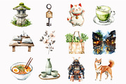 Watercolor Rainy Kyoto Clipart, an Illustration by Design Market (Thumbnail 2 of 5)