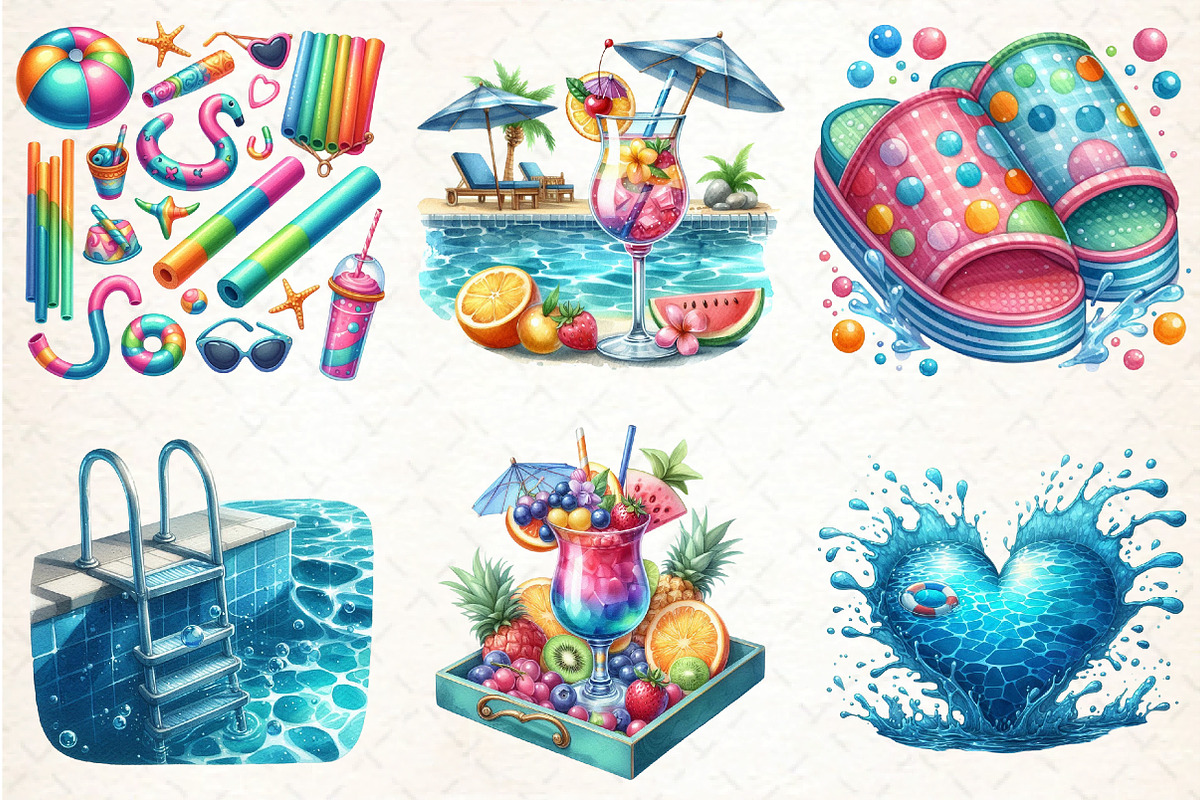 Summer Pool Party Clipart, an Illustration by DreamCafeArt (Photo 4 of 4)
