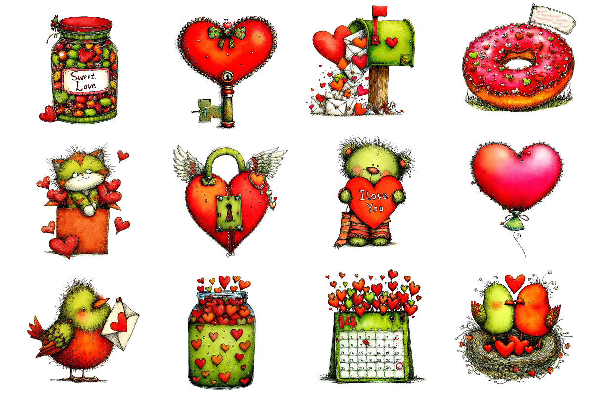Cute Valentine's Day Clipart, an Illustration by Dream Creation (Photo 3 of 4)