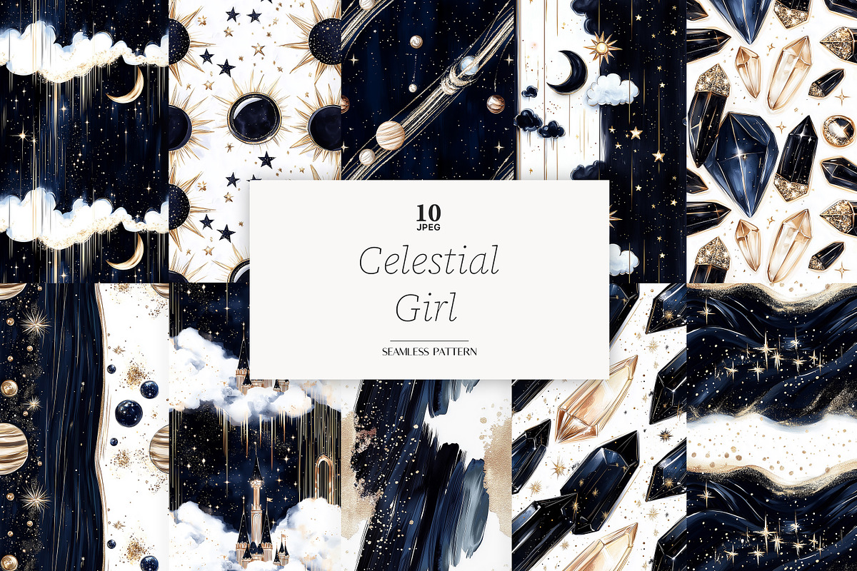 Celestial Goddess Digital Paper, a Pattern Graphic by GlamArtZhanna (Photo 1 of 4)