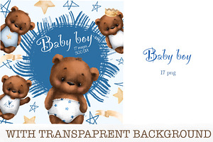 Baby boy bear. Clipart