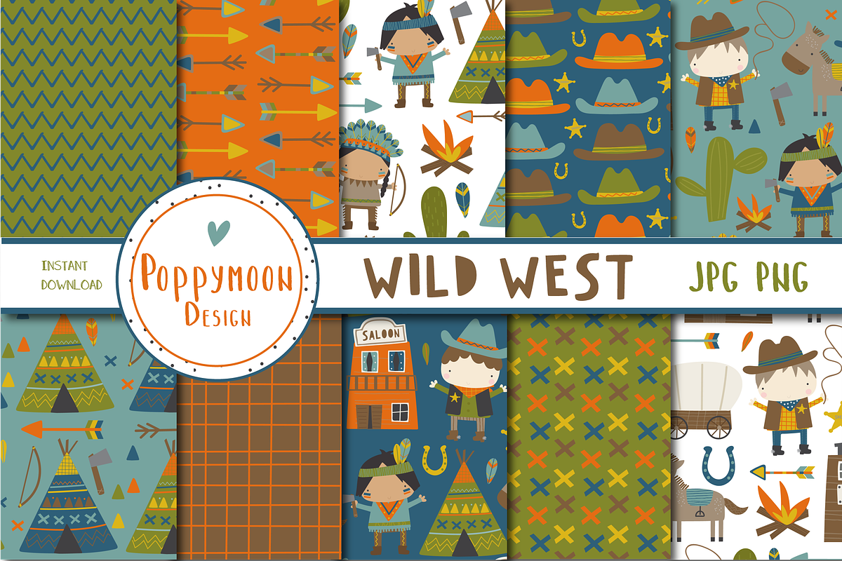 Wild West paper set, a Pattern Graphic by Poppymoondesign (Photo 1 of 3)