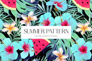 Summer Pattern. Tropical Flowers