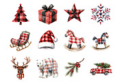 Buffalo Plaid Christmas Clipart, an Illustration by Design Market (Thumbnail 2 of 3)