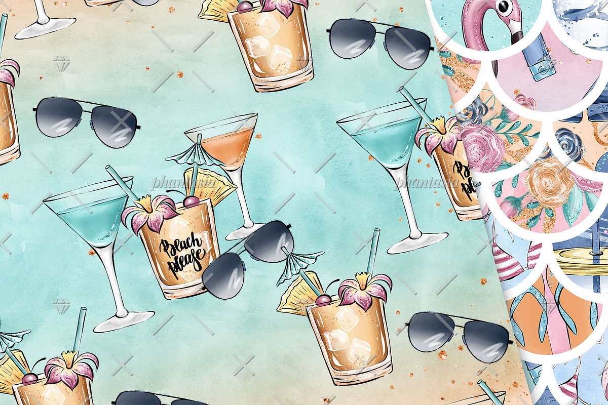 Poolside Digital Papers, a Pattern Graphic by Phantasia Design (Photo 6 of 7)