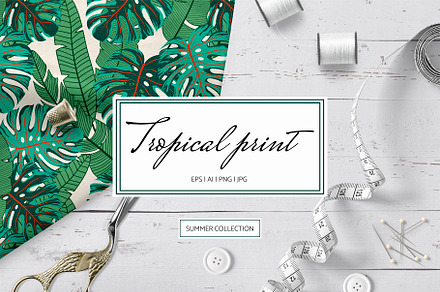 Tropical seamless patterns & leaves, a Pattern Graphic by EltaMaxArt