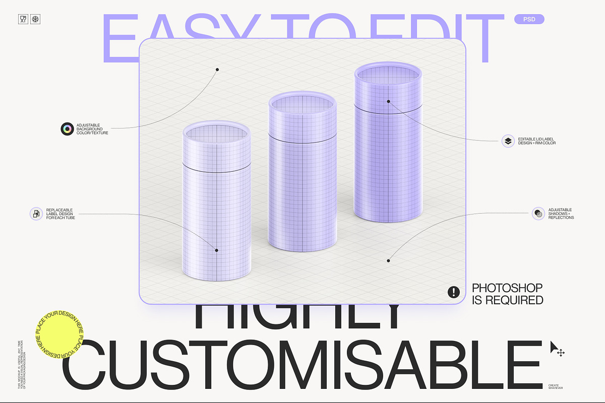 Paper Tube Package Mockup Set 1, a Packaging Mockup by Samolevsky (Photo 7 of 15)