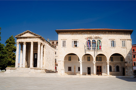 Roman Forum main square and old town hall. Pula, Istria. Croatia, an Architecture Photo by Bepslabor