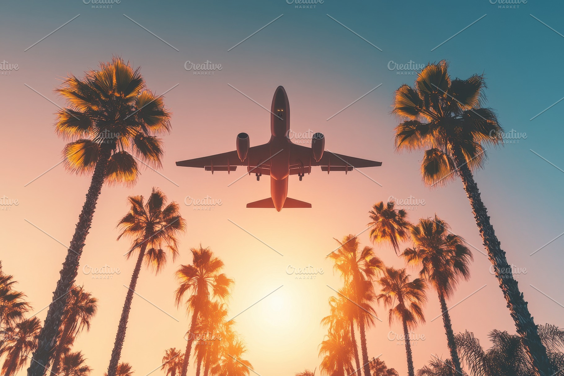 Vacation concept, airplane flying, a Photo by Pavel_design