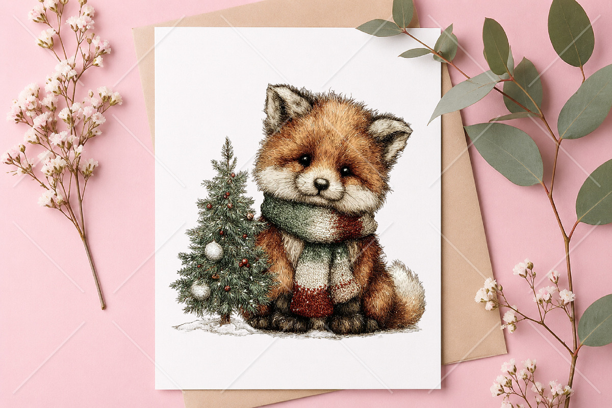 Whimsical Christmas Animals Clipart, a Seasonal Illustration by Canvas Craft (Photo 10 of 10)