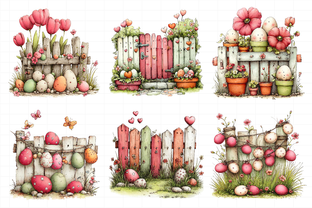 Whimsical Easter Eggs Fence Clipart, an Illustration by Daily.Designs (Photo 5 of 7)