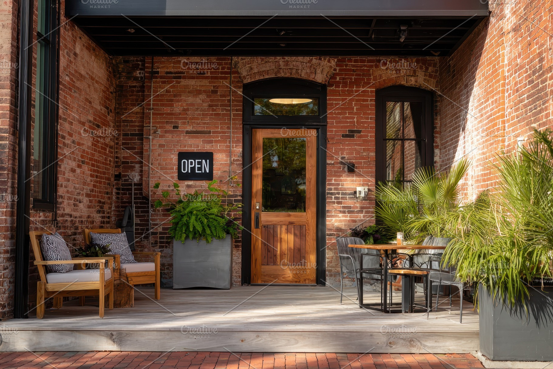Outdoor seating area in front, a Photo by Pavel_design