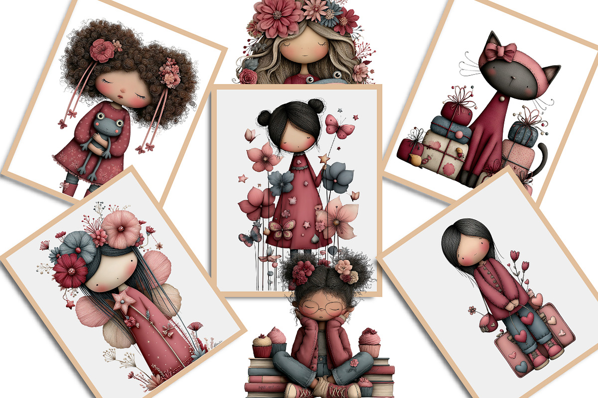 Whimsical Flowers and Girls Clipart, an Illustration by Creative Art (Photo 10 of 11)