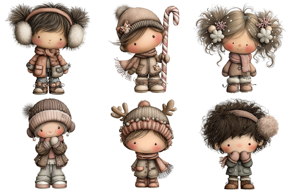Whimsical Winter Kids Clipart, an Illustration by Craft Nest (Photo 5 of 11)