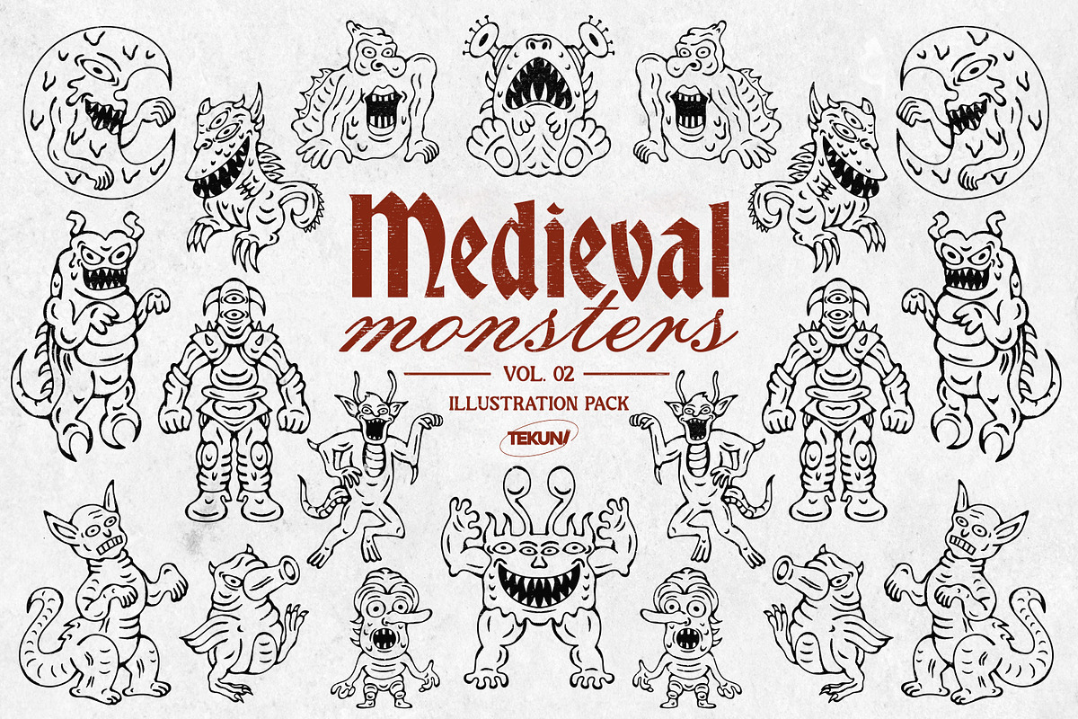 Medieval Monsters Vol 2, a Decorative Illustration by Tekuni (Photo 1 of 14)
