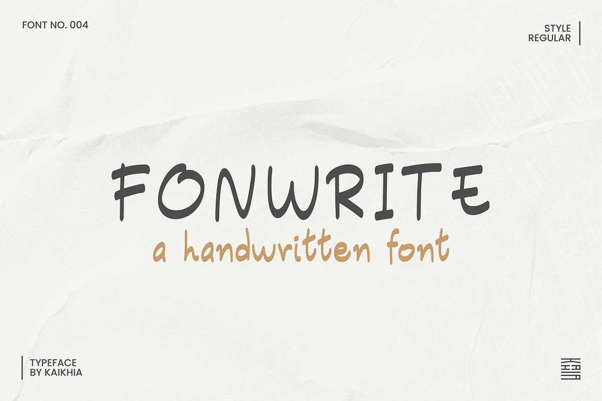 Fonwrite, Handwritten Font., a Handwritten Font by Kaikhia (Photo 1 of 8)