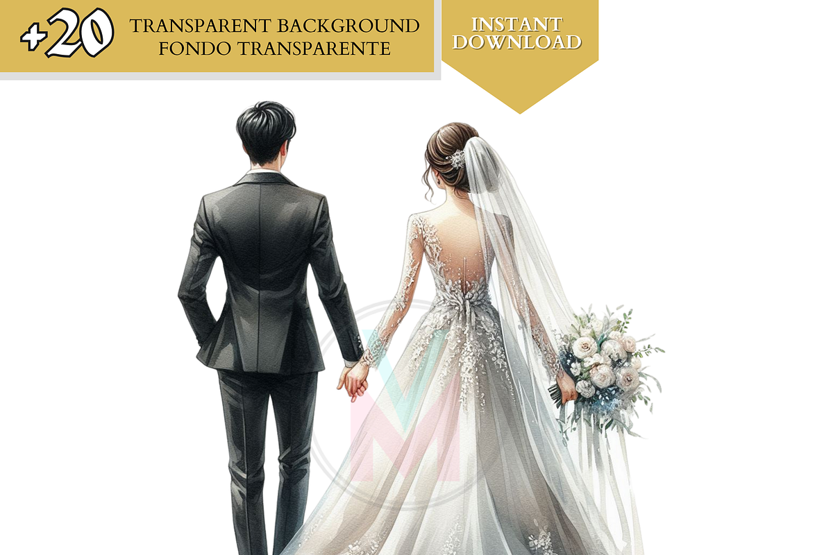 Bride and Groom Back Clipart Wedding, a Person Illustration by VM PARTYS  BY TAIRUMA (Photo 3 of 10)