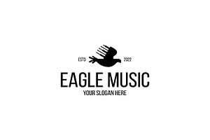 Eagle With Piano Music Logo
