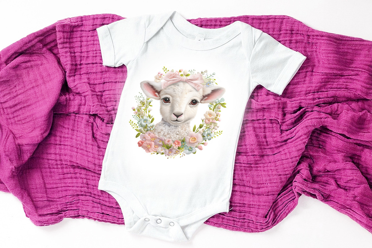 Embroidery Easter Sheep & Flower PNG, an Object Graphic by V Design Creator (Photo 6 of 8)