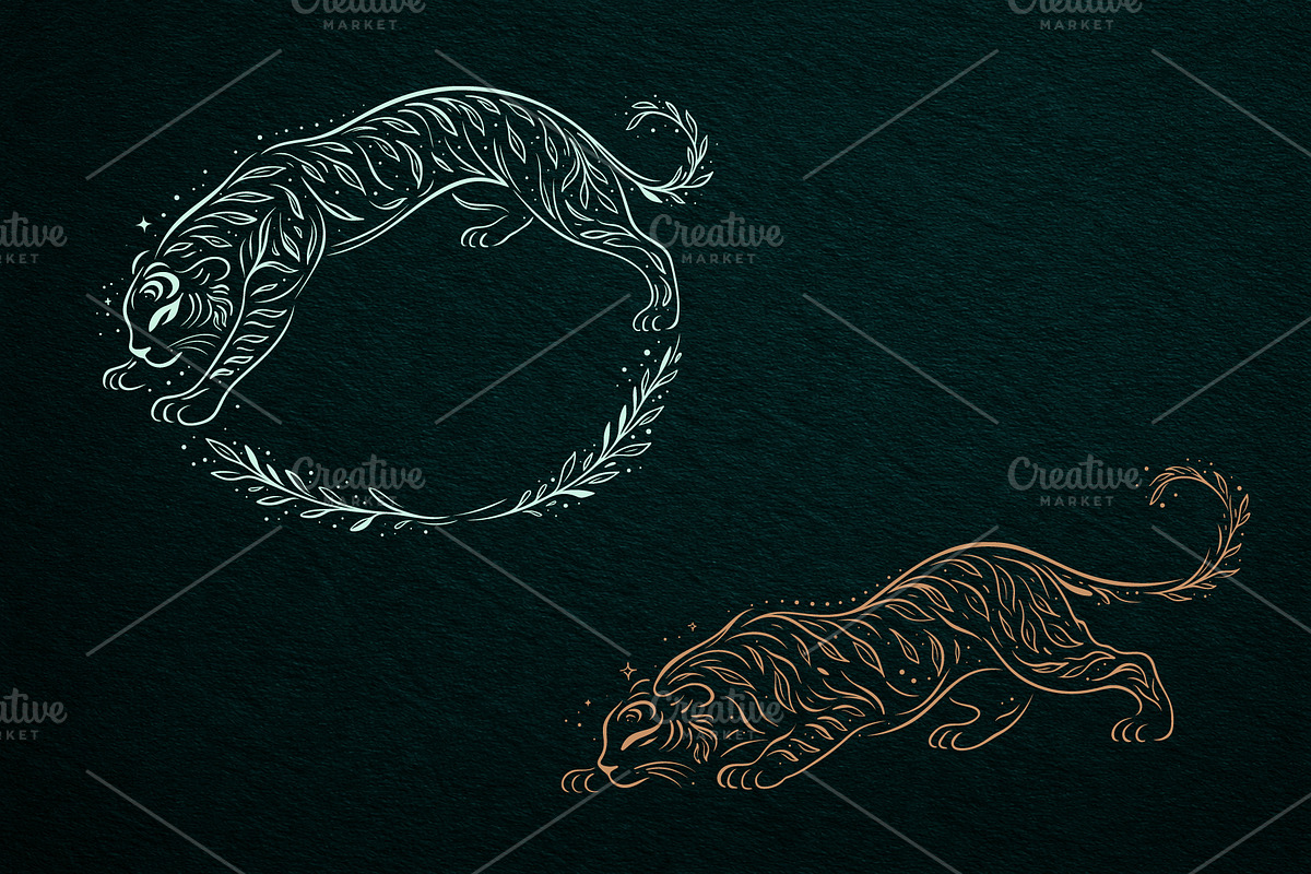 Wild Tiger & Leaves Botanical Vector, an Object Illustration by Christine Krahl (Photo 8 of 17)