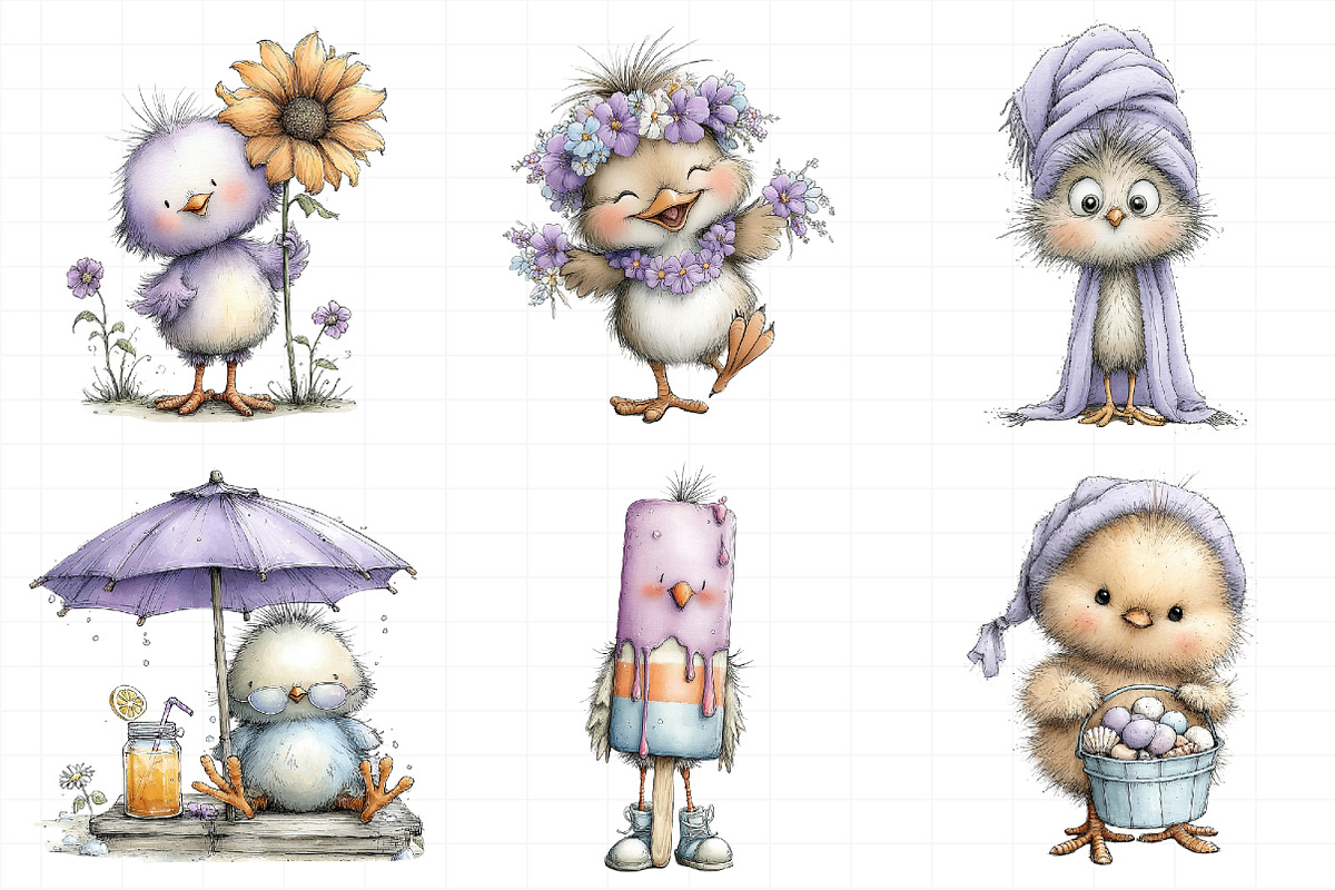 Summer Funny Chick Clipart, an Illustration by Daily.Designs (Photo 3 of 8)