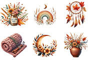 Watercolor Autumn Boho Clipart, an Illustration by DreamArtGraphic (Thumbnail 6 of 7)