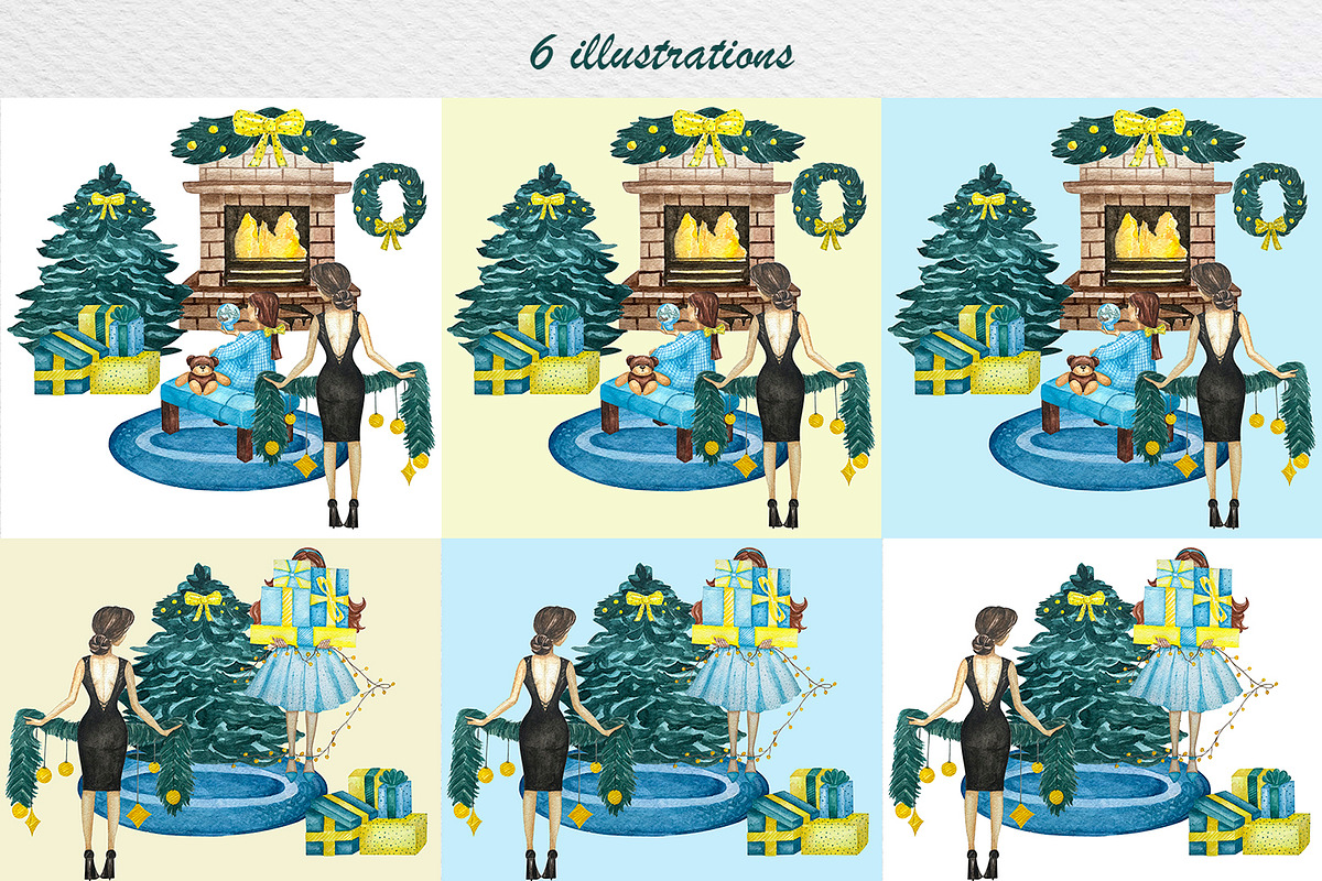 Hand Drawn Christmas Watercolor Clip, a Seasonal Illustration by Fresh art by Larysa (Photo 5 of 5)