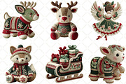 Crochet Christmas Clipart PNG, an Illustration by Black Bird Studio (Thumbnail 5 of 6)