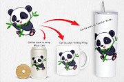 Panda with Bamboo Clipart, a Graphic by Artnoy (Thumbnail 3 of 5)