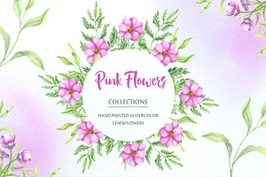 Watercolor Pink Flowers