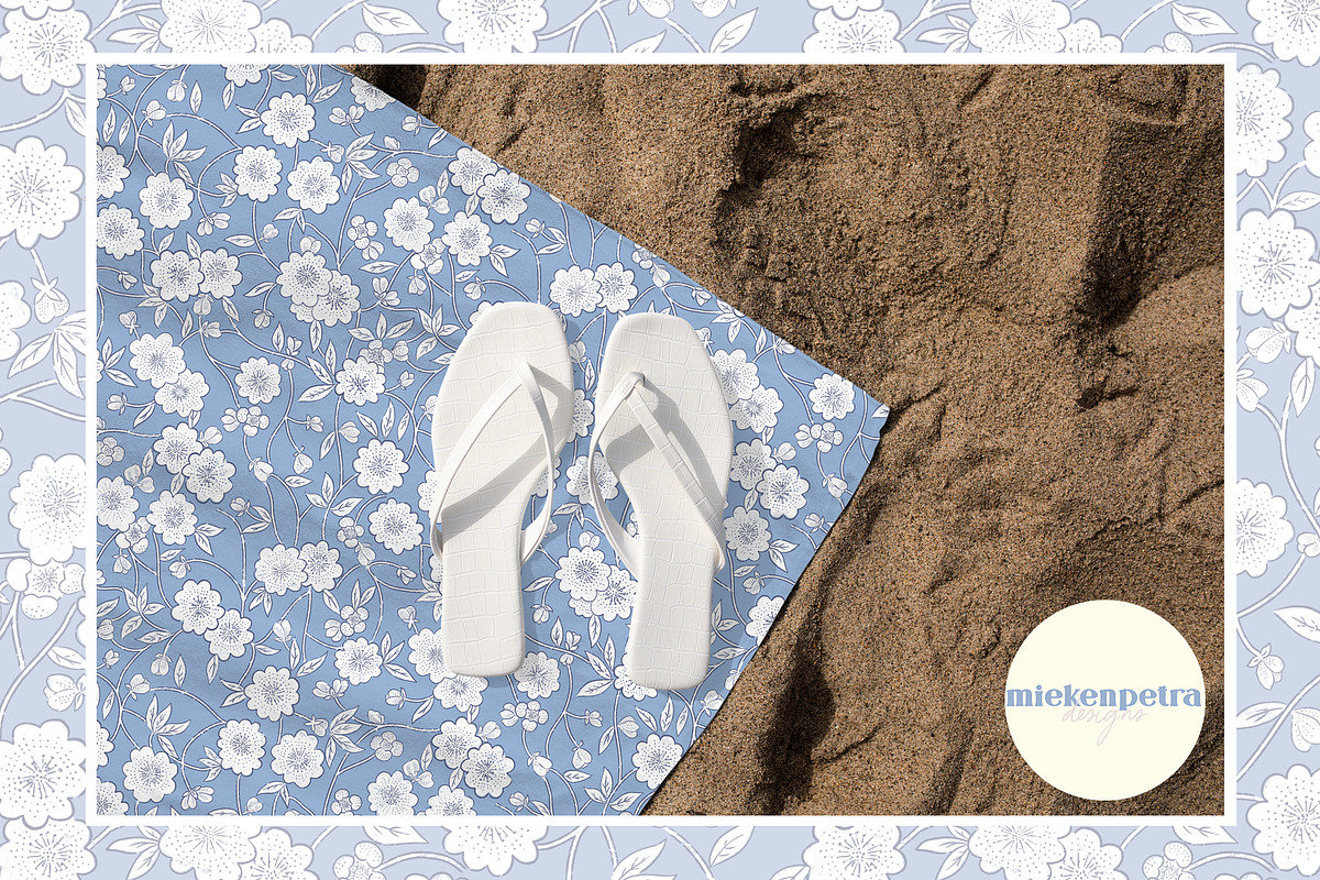 Vintage Blue and White Block Print, a Pattern Graphic by Mieken Petra Designs (Photo 4 of 4)