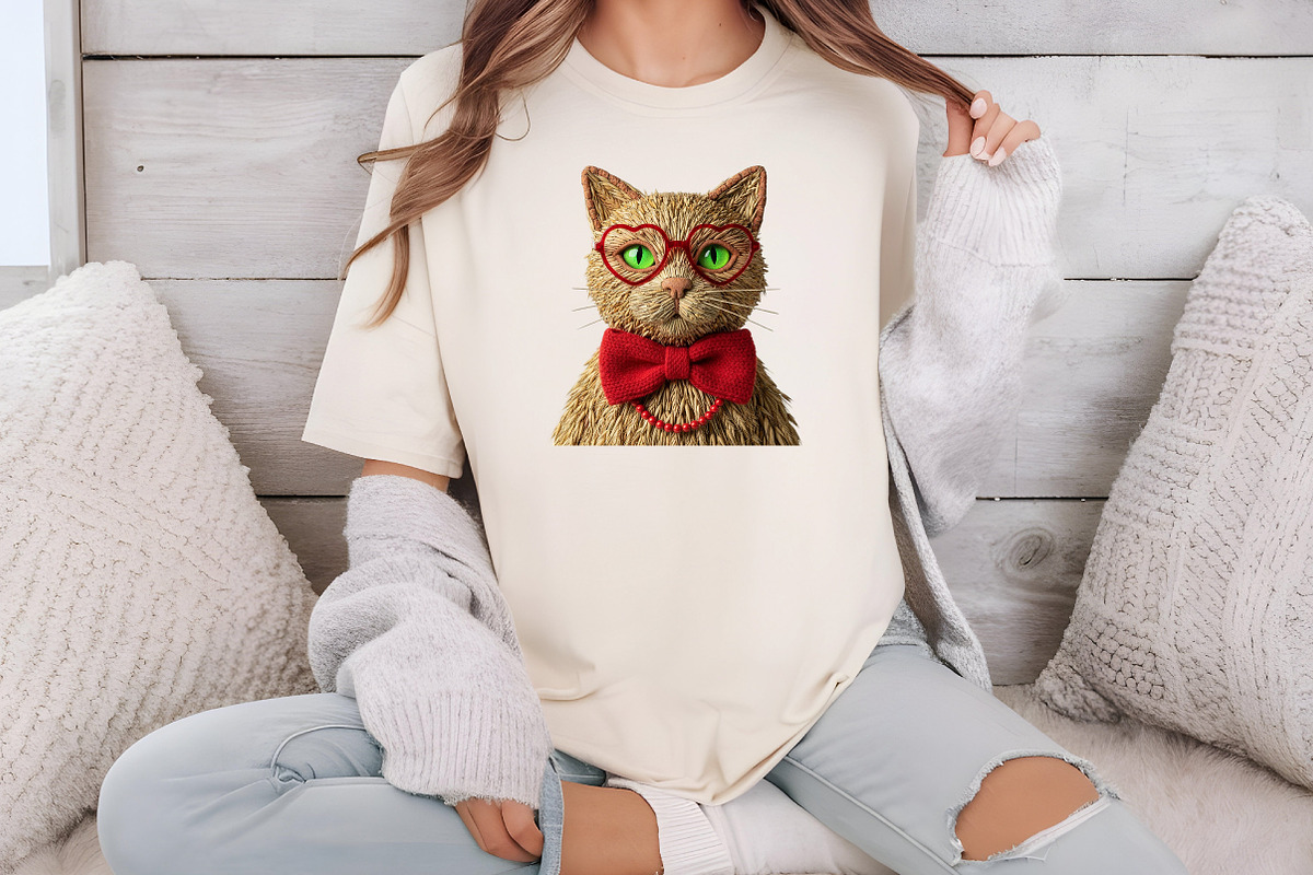 Yarn Crochet Cat Valentine's Day PNG, an Illustration by DreamCafeArt (Photo 8 of 8)