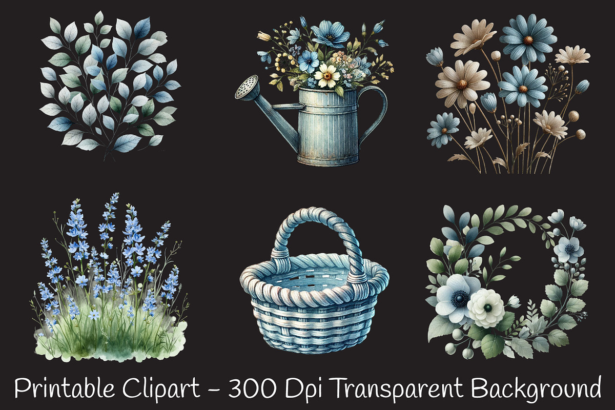 Spring Neutral Blue Clipart Png, an Illustration by RobertsArt (Photo 4 of 7)