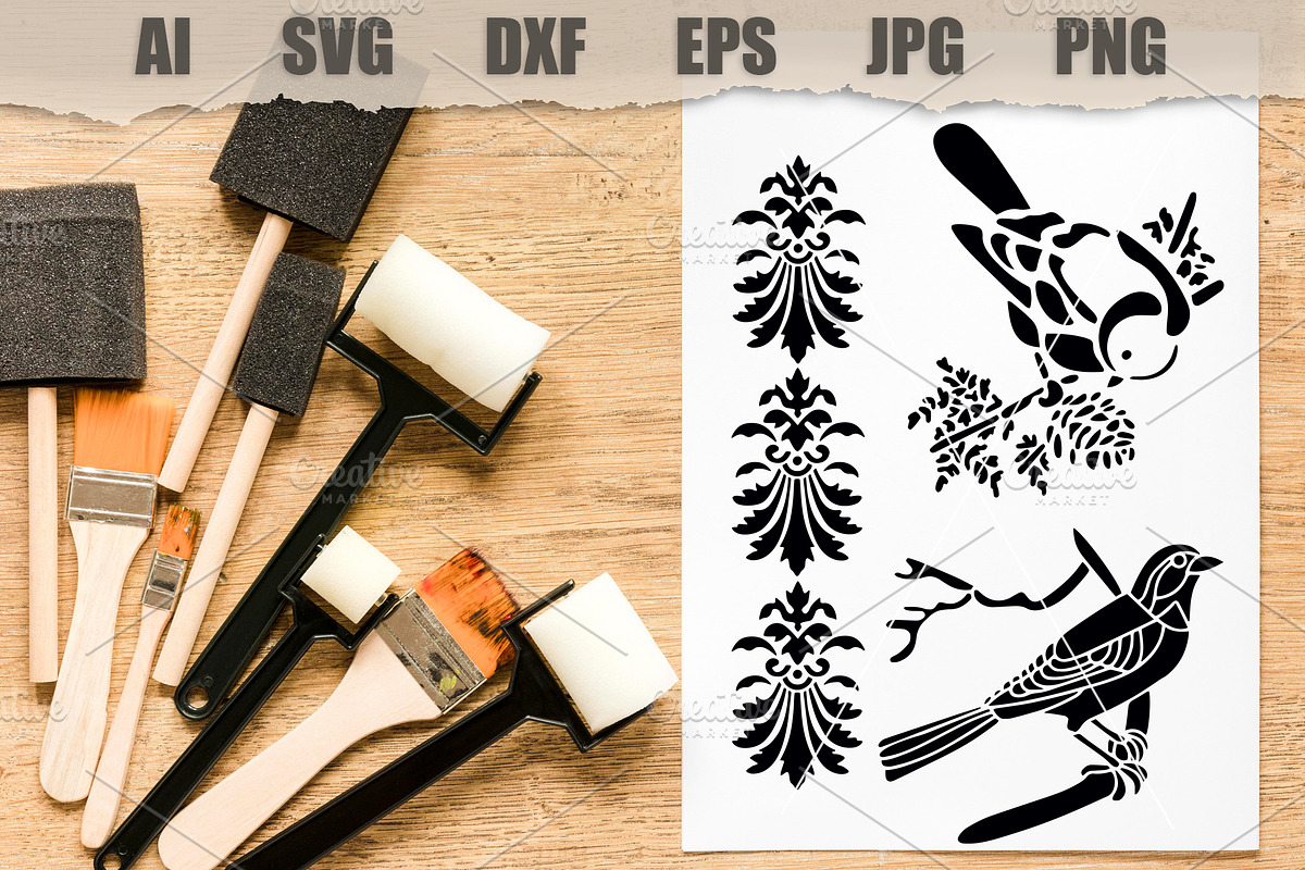 Stencil Birds on a branch, an Animal Illustration by MARYCRAFTIRIA (Photo 2 of 3)