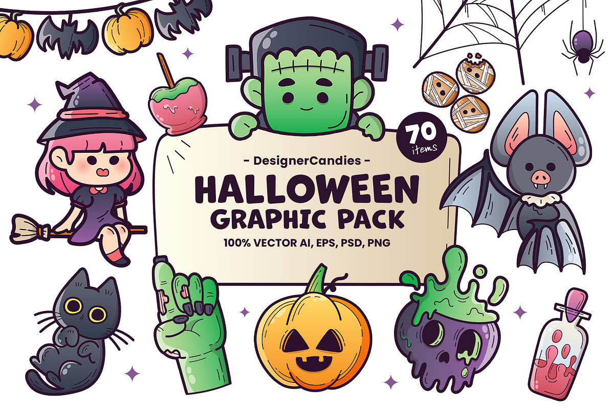 Halloween Clipart Illustration Pack, an Object Graphic by DesignerCandies (Photo 1 of 5)