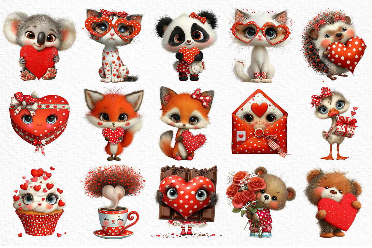Kawaii Valentine Clipart Bundle, an Illustration by Craft Nest (Photo 5 of 10)