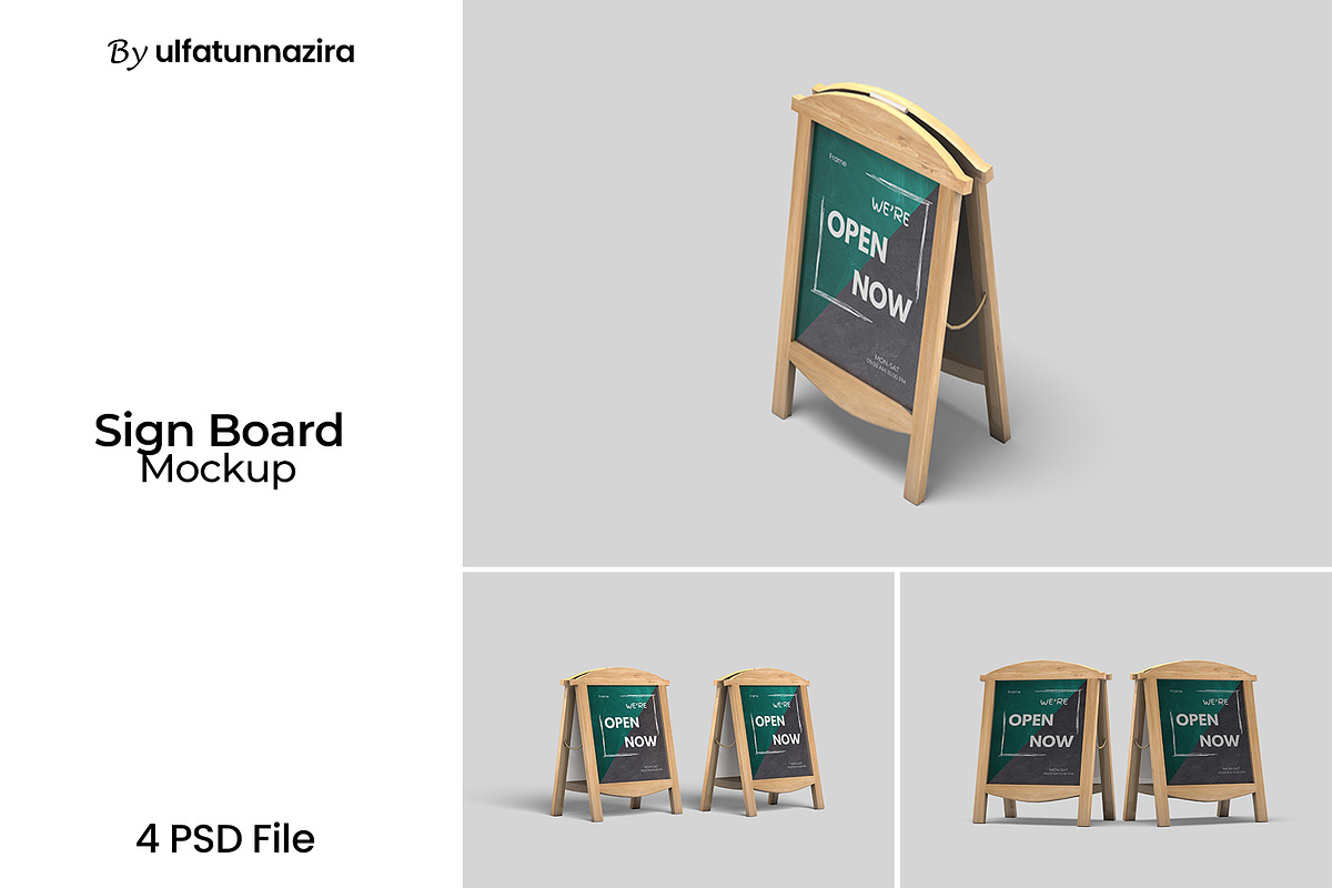 Sign Board Mockup, an Advertising Mockup by ulfatunnazira (Photo 1 of 5)