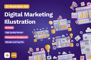 3D Digital Marketing Illustration