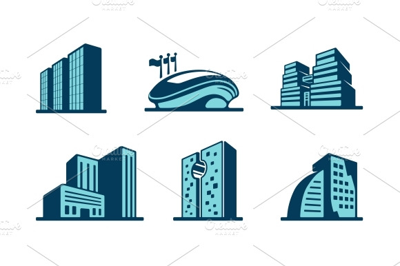 Vector 3D Building Icons