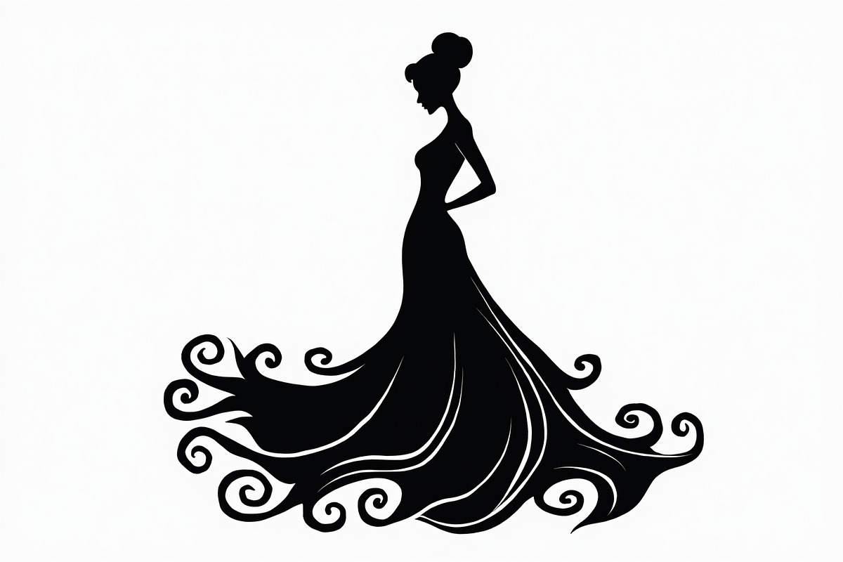 Stylish Gown Silhouette Set, an Illustration by yasushie (Photo 4 of 21)
