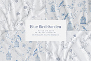 Floral Blue Toile Seamless Patterns, a Pattern Graphic by Olya Creative (Thumbnail 1 of 18)